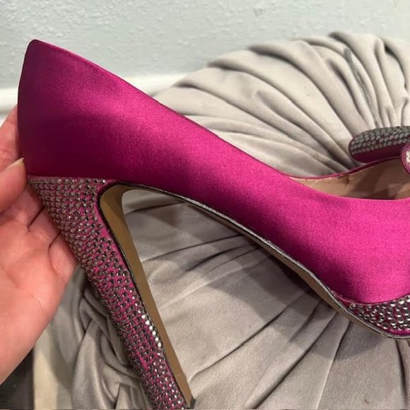 Vince Camuto Magenta rhinestone bow platform heels - Picture 7 of 14